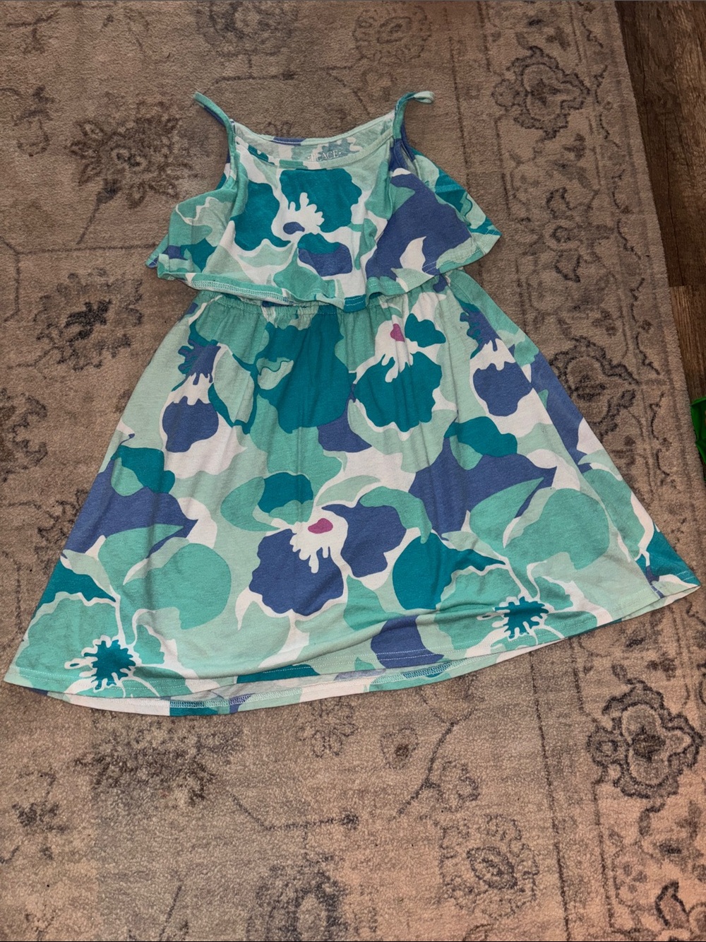 Place Girls' Floral Sundress - Teal & Blue